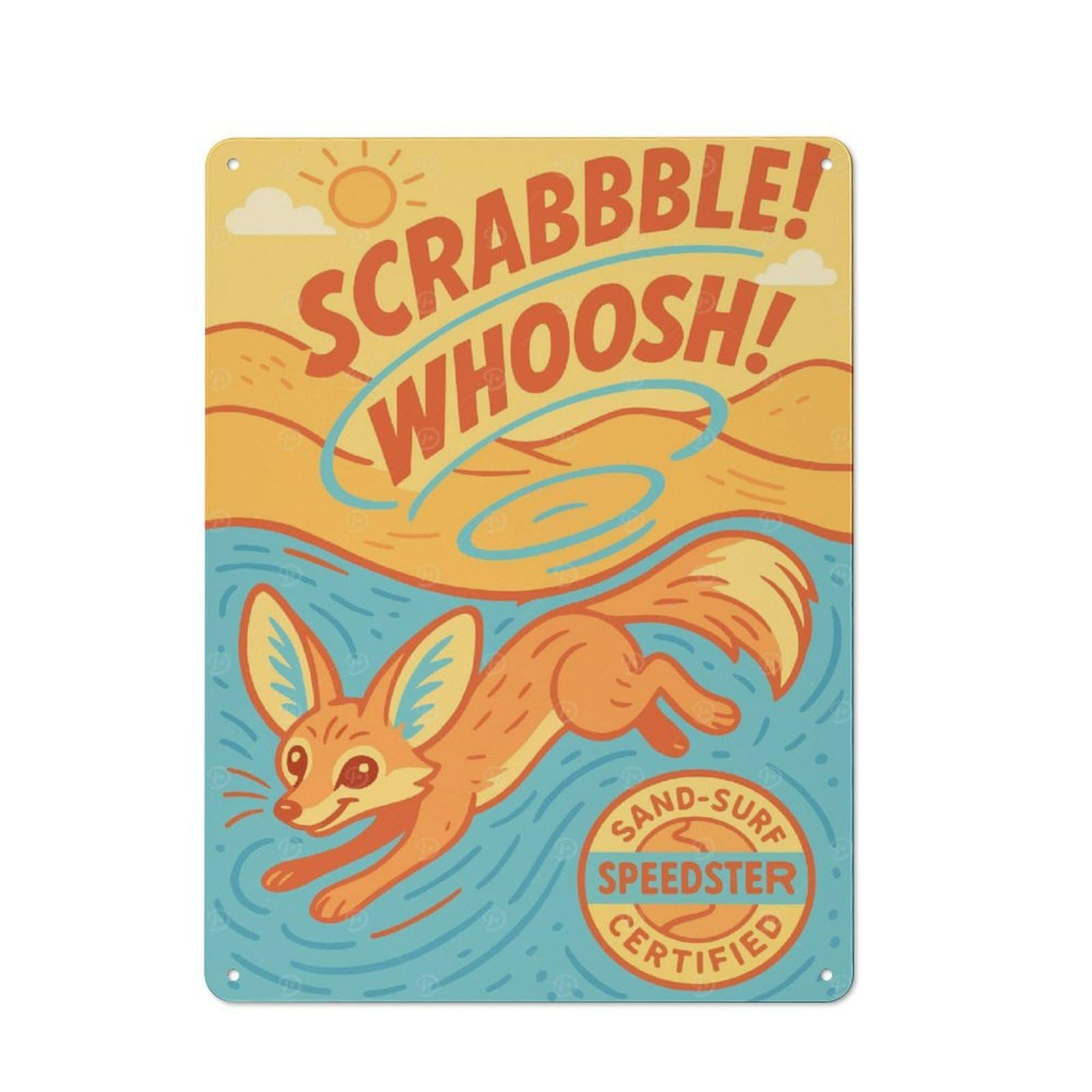 Junmoney Fennec Fox Sand-Surf Retro Metal Wall Sign 40X30cm For Man Cave Or Games Room, A Housewarming Gift For Games Room Collectors