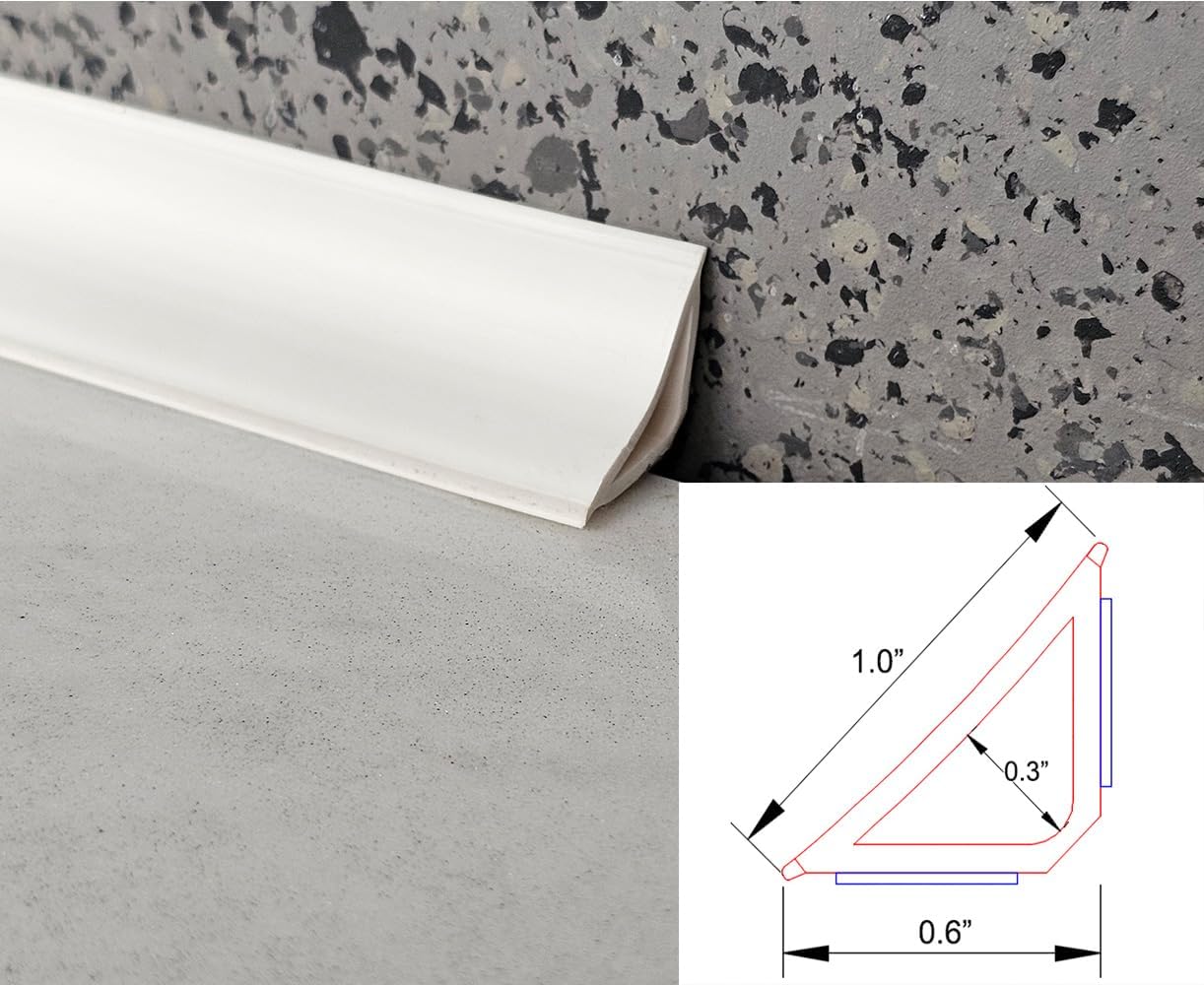 Flexible, Peel and Stick Wall Molding Trim Caulk Strip Self Adhesive Corner Trim Moulding for Ceiling, Backsplash, Tile Edge, Countertops, Baseboard, Counters, Floor and More, White, 20 Feet