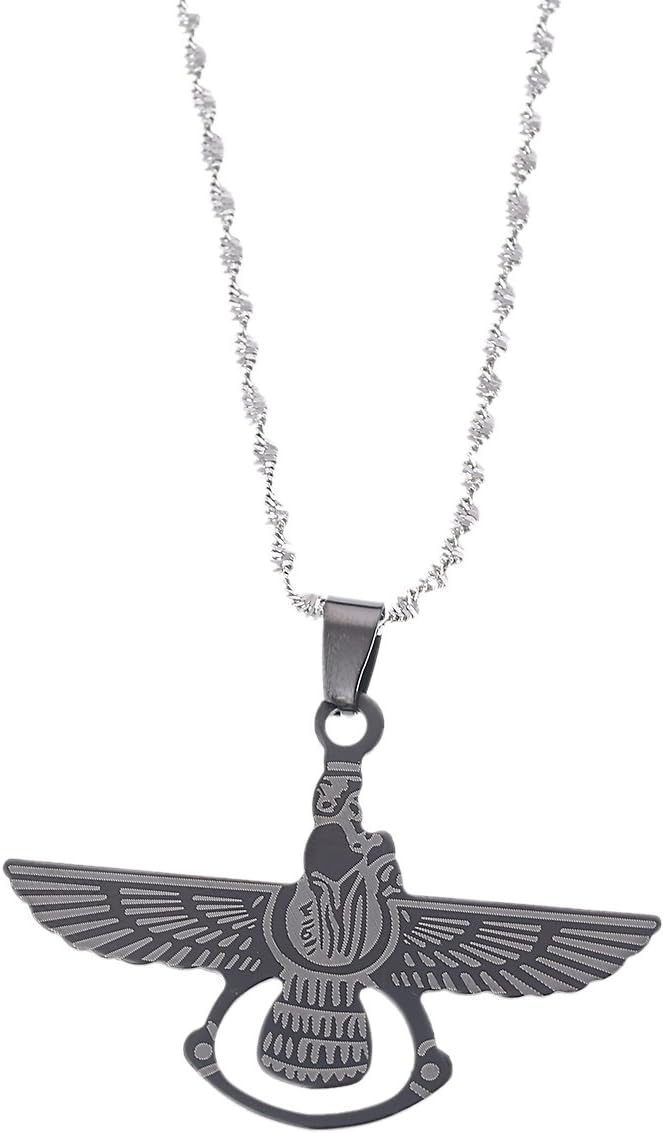 Persian Zoroastrianism Farvahar Pendant Stainless Steel Zarathustra,Ahura Mazda Iranians Jewelry
