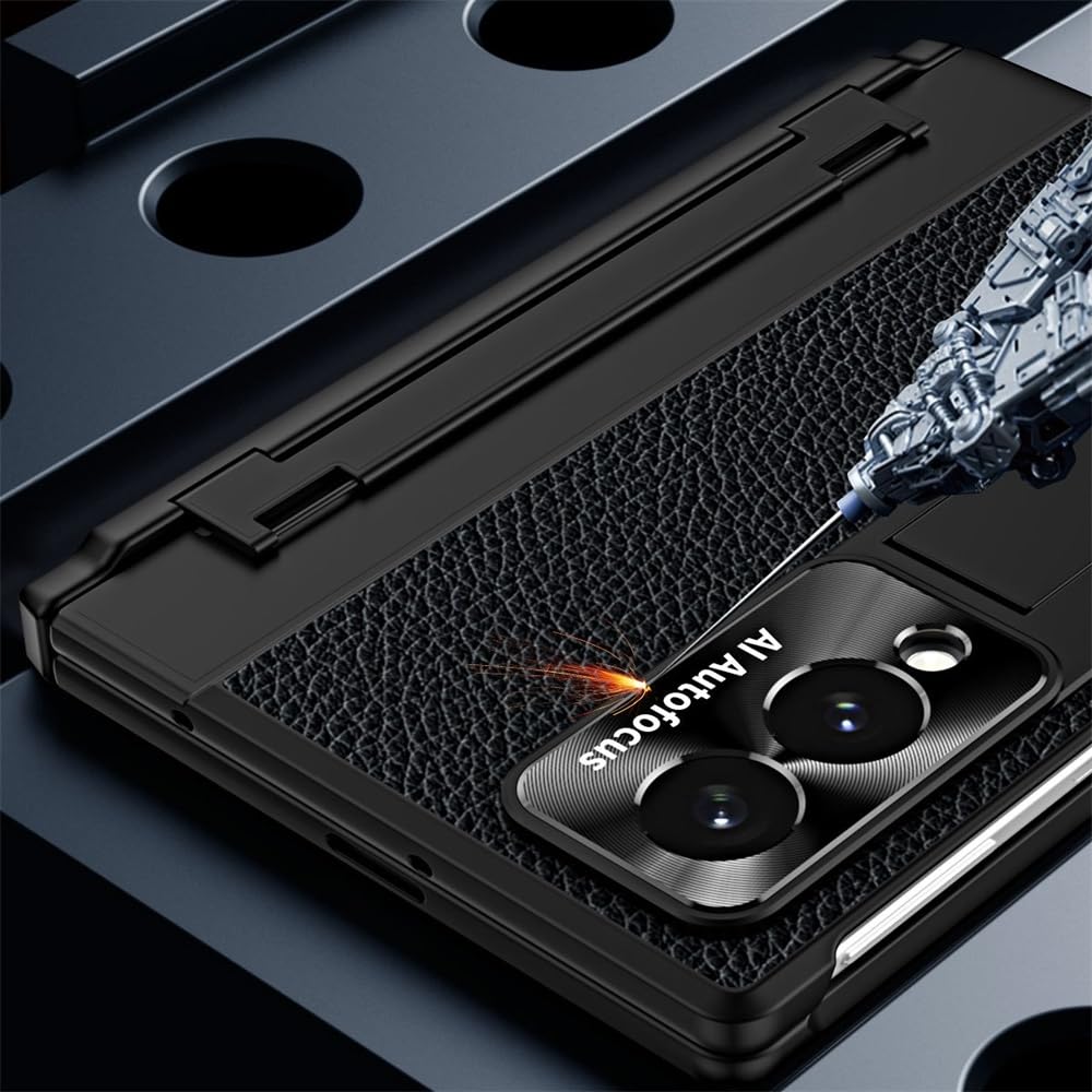 Custodia in pelle con cavalletto compatibile con Samsung Galaxy Z Fold 8 (blu1)