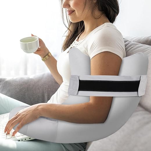 HARBOREST Shoulder Surgery Pillow with Straps & Pocket - Shoulder Pillow for Shoulder Pain, Rotator Cuff Pillow for Sitting, Shoulder Relief Pillow (Light Grey)