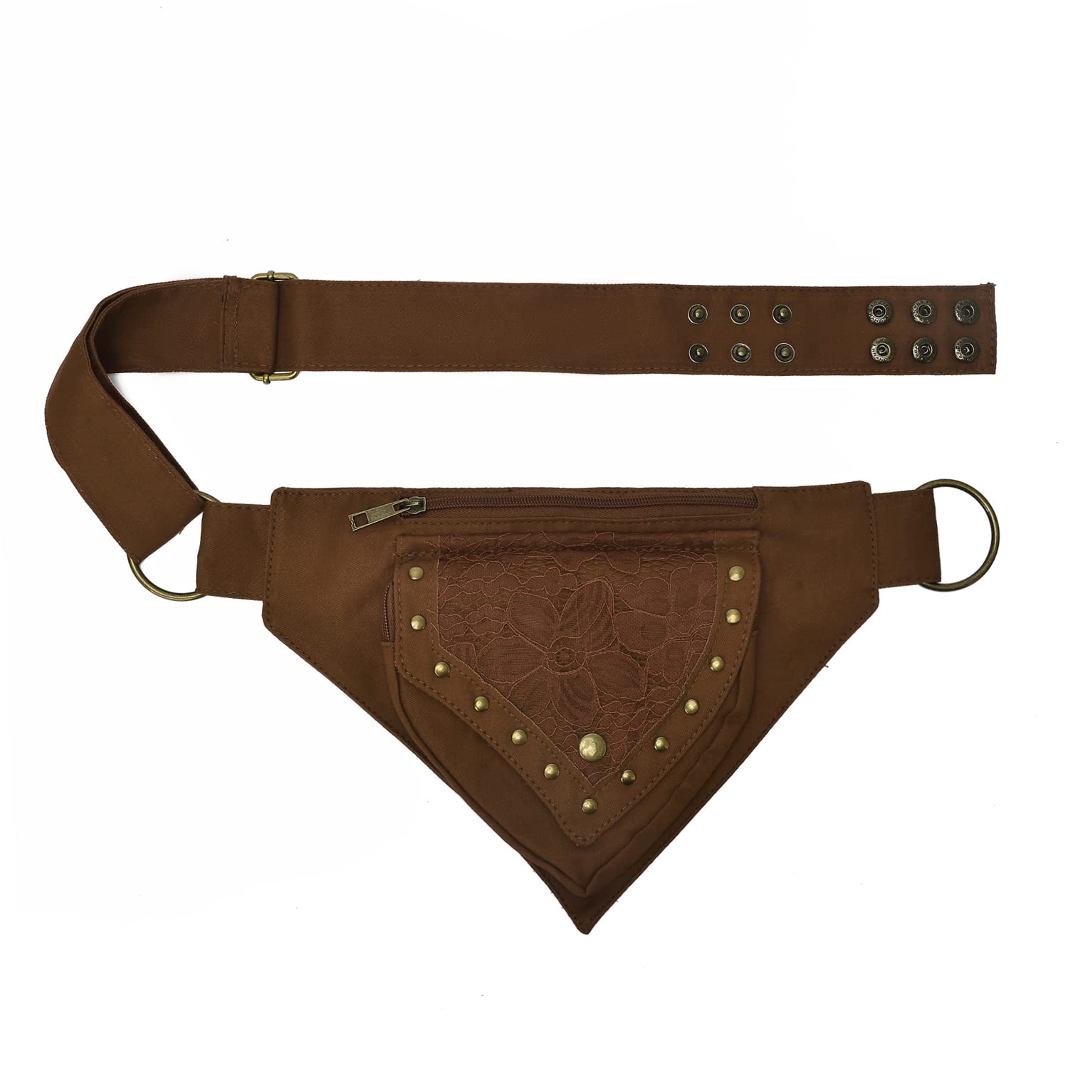 Renaissance Bag Faire Festival Fanny Pack for Women - Lace Waist Drop Leg Bag with Utility Hip Belt - Women's Renaissance Accessory, 02-Brown, 31cm(L) x 3cm(W) x 23cm(H), Fashionable