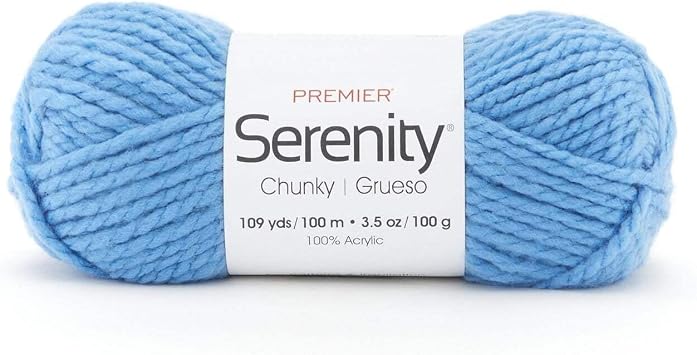 Premier Yarns Serenity Chunky Yarn, Yarn for Crocheting and Knitting, Ideal for Beginners and Experienced Crafters, Acrylic Yarn, Blue Sky, 3.5 oz, 109 Yards