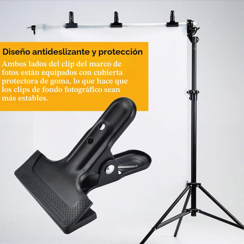 8 Pcs Abrazaderas de Resorte Negro Pinzas para Fondos Fotograficos Abrazaderas de Resorte Grande Pinza de Bastante Resistencia para Sujetar Papel de Muselina, Lona para Estudio Fotográfico