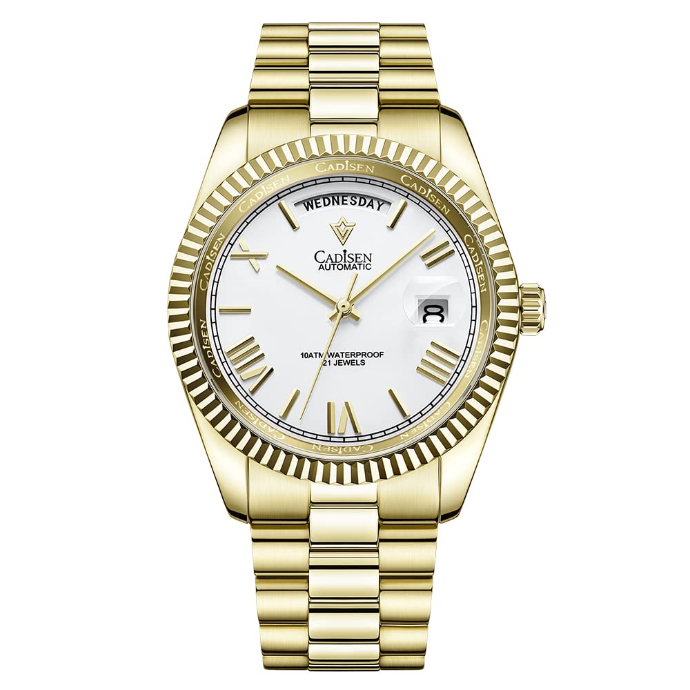 CADISENMen's Fully Automatic Mechanical Watch MIYOTA 8285 Sports Waterproof 100 meter Date Calendar Top Luxury Business Men's Watch c8185