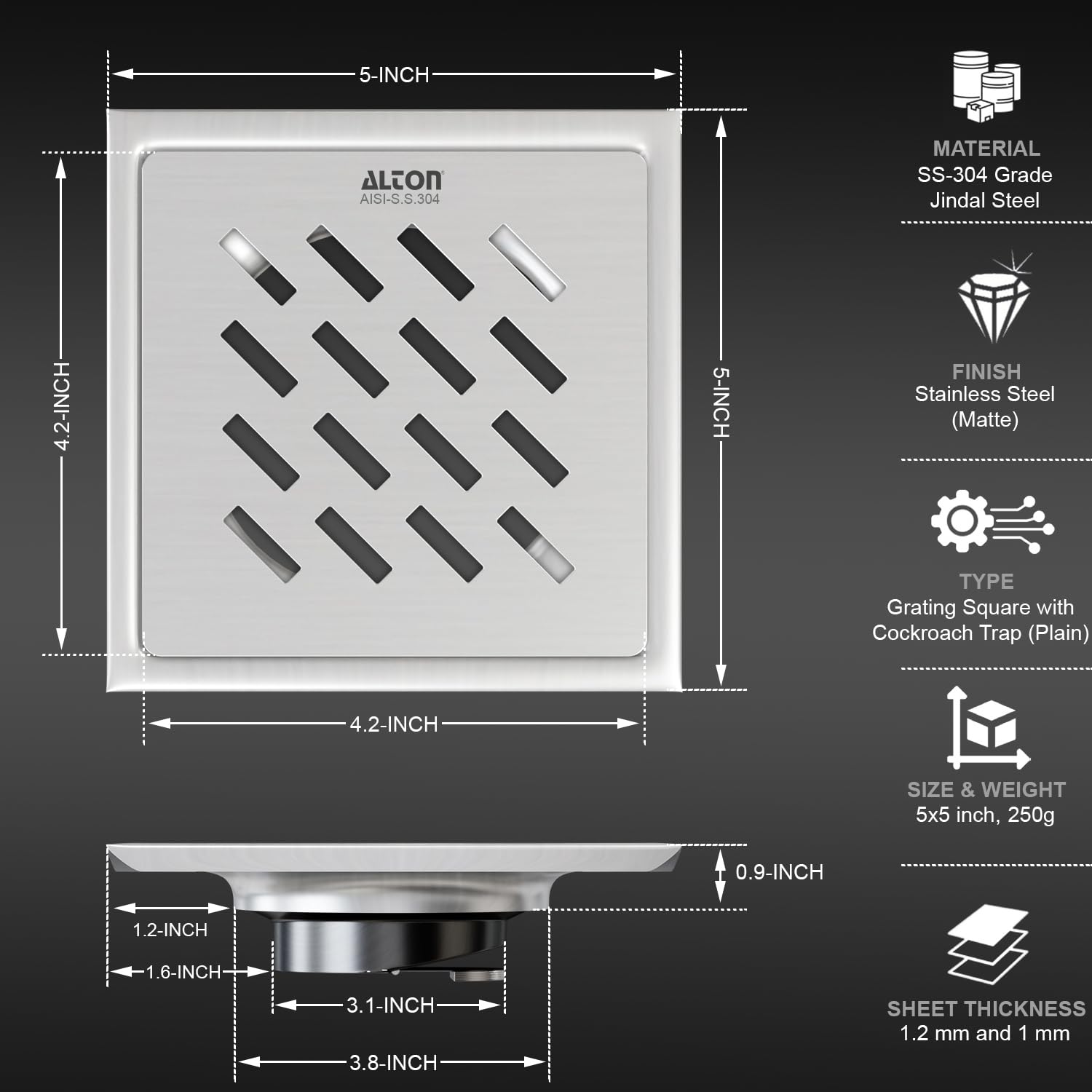 Alton SS-304 Bathroom Grating - Pest Control -2