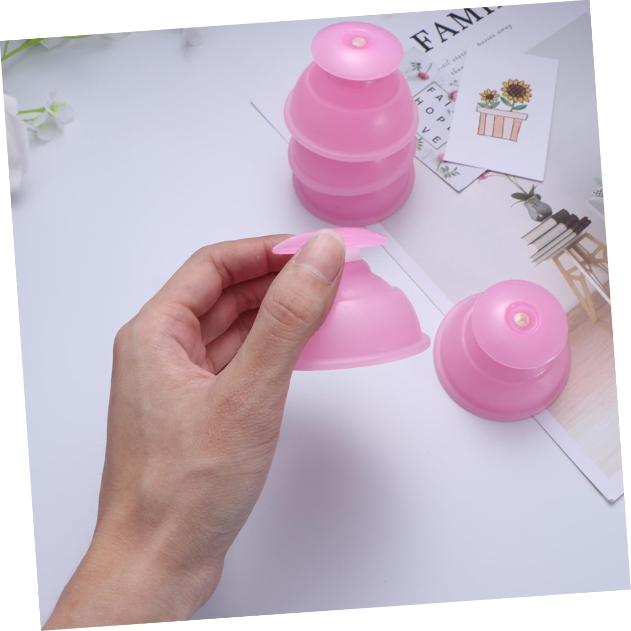 Ventouses de Massage en Silicone Rose, Lot de 12 Set de Set de Dos