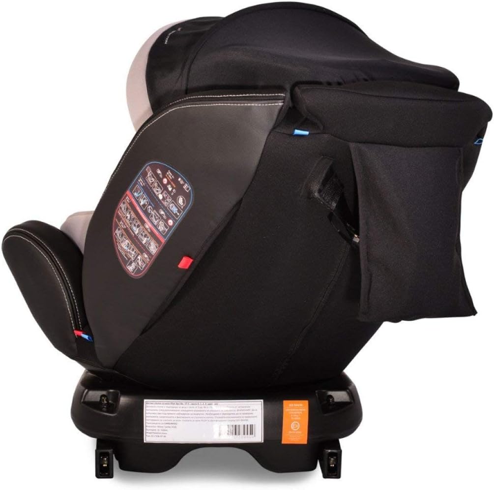 後方 view of the Cangaroo Pilot car seat, showing belt routing guides
