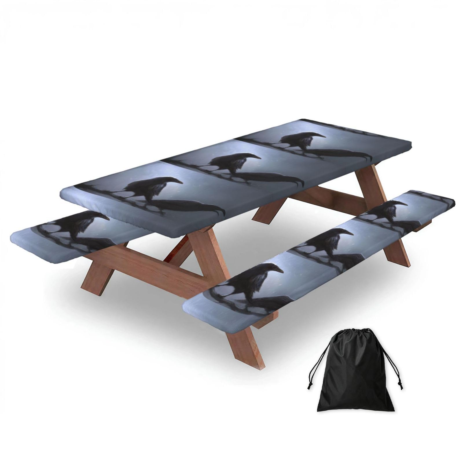 Ravens Print 3 Pack Wipeable Picnic Bench Cover And Table Cover Lightweight Table Cloth For Camping Outdoor