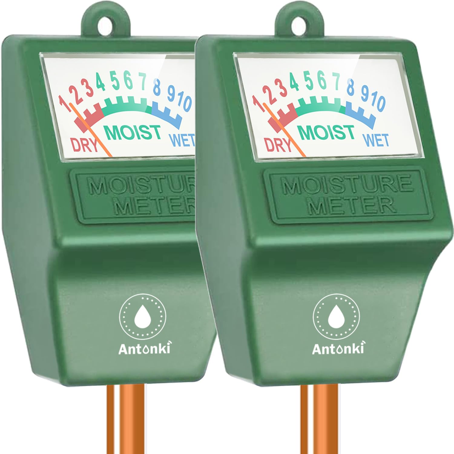 Antonki 2 Pack Soil Moisture Meter, Plant Water Monitor Hygrometer Sensor, Soil Water Tester Kit for Outdoor and Indoor Potted Plants, Flower, Gardening, Farming - No Battery Required