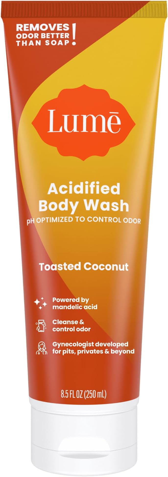 Acidified Body Wash - 24 Hour Odor Control - Removes Odor Better than Soap - Moisturizing Formula - Formulated Without SLS or Parabens - OB/GYN Developed - 8.5 ounce (Toasted Coconut)