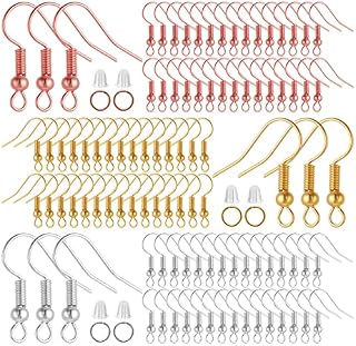 Grevosea 450 Pieces Earring Hooks for Jewelry Making, Gold Silver Rose Gold Hypoallergenic Earring Hooks Earring Making Kit with Jump Rings and Clear Rubber Earring Backs for DIY Jewelry Making