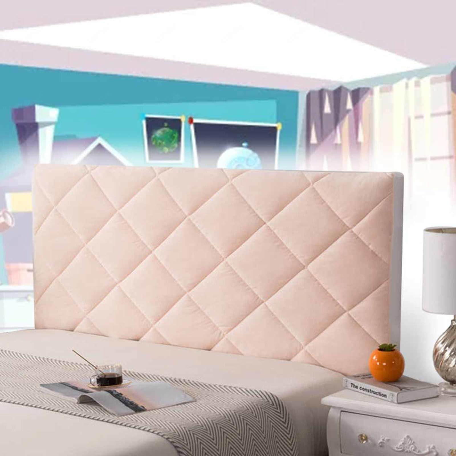Copritesta Letto Matrimoniale Grigio Velluto Copertura per Testiera Copri Testiera Elastica per Letto Fodera Premium Protezione Velluto Elasticizzato Tessuto Universale,rosa-220cm