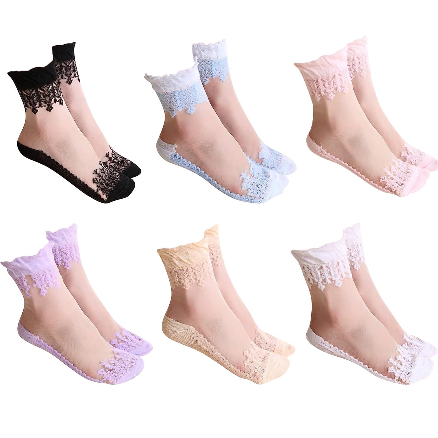 cotson ;lasting wear in every pair Women Fancy Trendy Fashionable Beautiful Socks (Pack of 6 Pairs)-picture-42