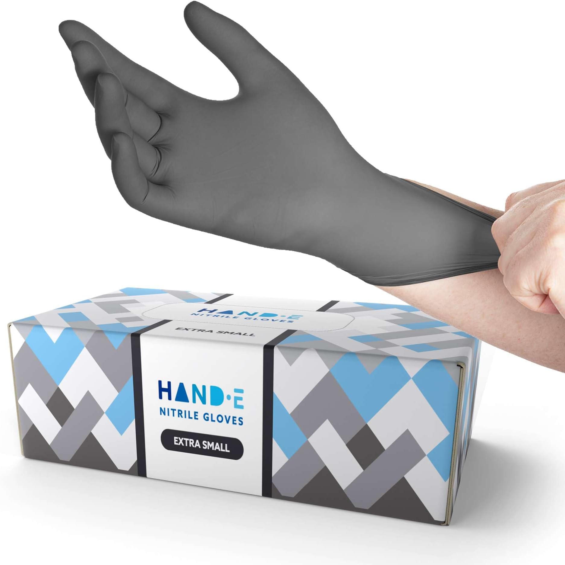Hand-E Touch Disposable Grey Nitrile Gloves 100 Count, Latex Free Medical Gloves