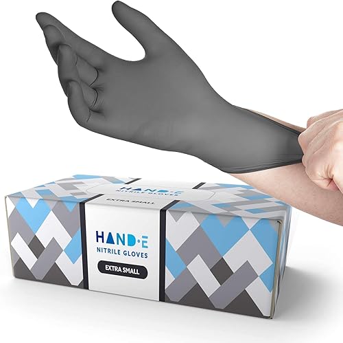 Hand-E Touch Disposable Grey Nitrile Gloves 200 Count, Latex Free Medical Gloves