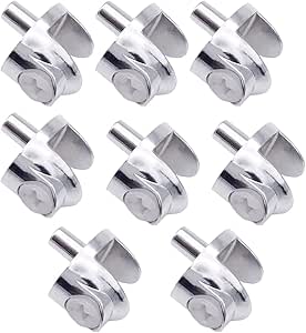 KAFENDA Glass Shelf Brackets - 8 Pack No-Drill Clamps For 1/4 Inch Glass