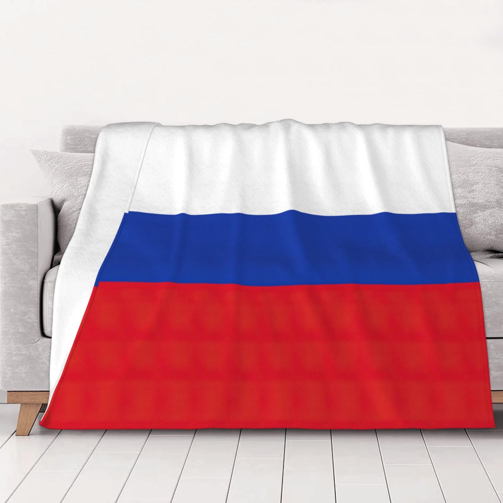 Plaid drapeau russe super doux en flanelle isolante pour lit et canapé