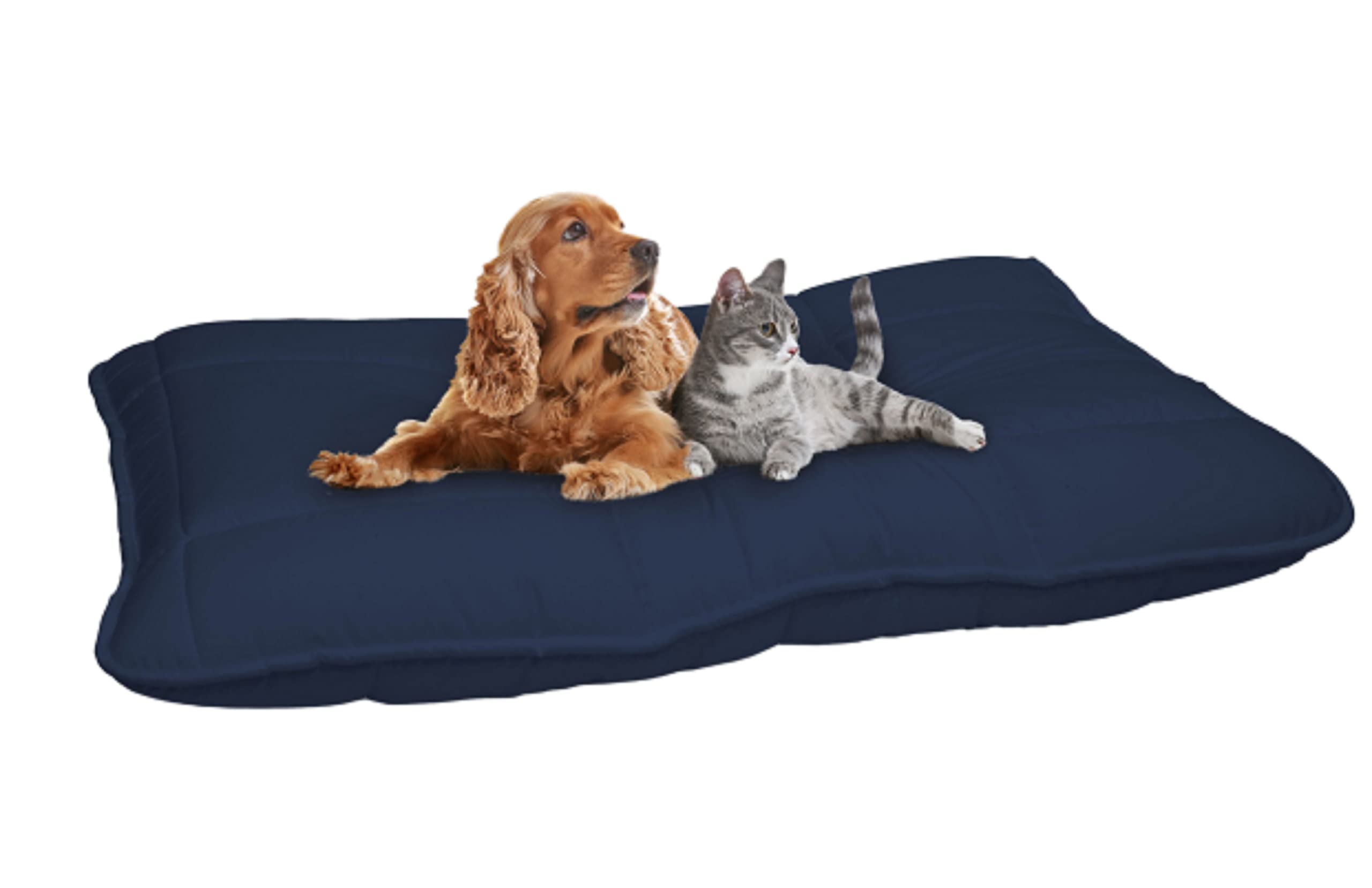 Cuscino per Cani e Gatti - Cuscinone 100x60cm, Made in Italy- Letto per Cane di Taglia Grande, Media e Piccola - Cuccia Materasso Imbottito in Morbida Microfibra Blu Scuro