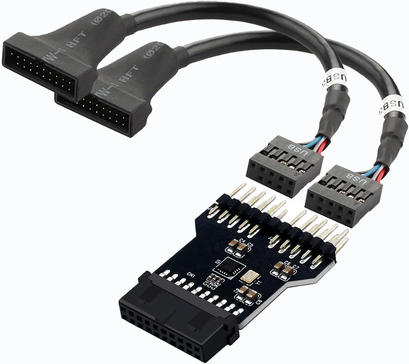 WLGQ USB 2.0 9PIN Male to 19PIN Female Adapter and USB 19PIN Male to 9pin Female Adapter