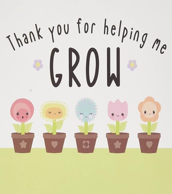 Wuzci Thank You for Helping Me Grow Greeting Card, Multicolour, 150 x 150 mm