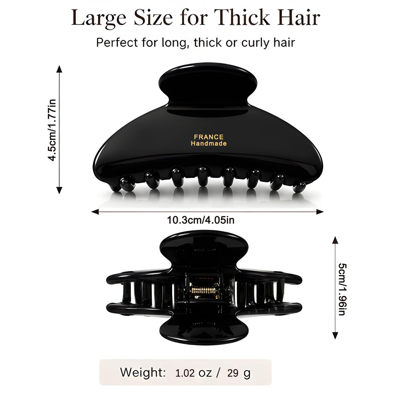 Large Hair Claw Clip for Thick Hair,4-Inch French Celluloid Hair Jaw Clip, Strong Hold Jaw Clip,Hair Accessories for Women and Girls