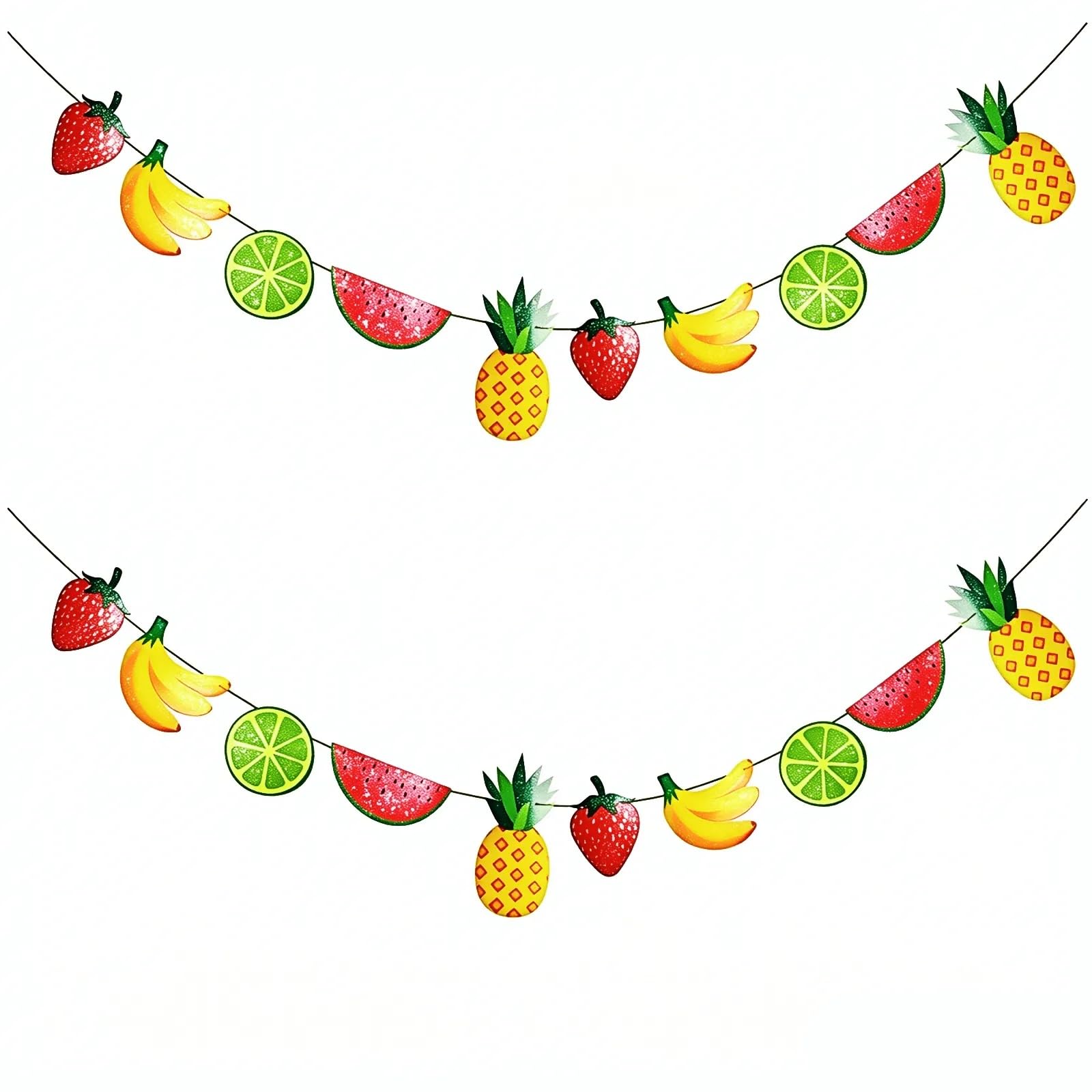 HAICN 2PCS Summer Fruits Banners Fruit Theme Birthday Party Decorations Tutti Fruitti Birthday Banner for Hawaii Tropical Theme Aloha Summer Beach Pool Party