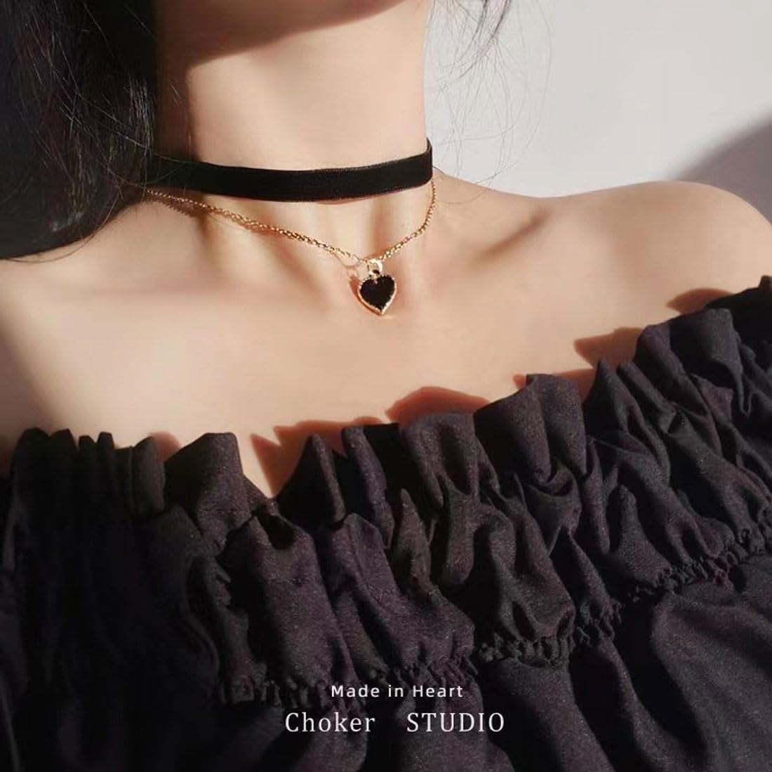 COLLANA GIROCOLLO COLLARINO choker velluto nero goth gotico vintage EUR 9,50 - IT
