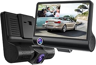 Janazan T7 Câmera Veicular, 3 Canais Full HD Dash Cam, 1920P + 1080p Frontal E Traseira Com Ecrã IPS de 4", Visão Noturna/Gravação em Loop/Detecção de Movimento/Câmara de Marcha Atrás
