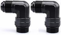 Vista 22 de AC PERFORMANCE Aluminio negro 90 grados -6 AN macho Flare a -4 AN ORB O Ring Puerto Rosca 7/16 x 20 Adaptador de montaje giratorio