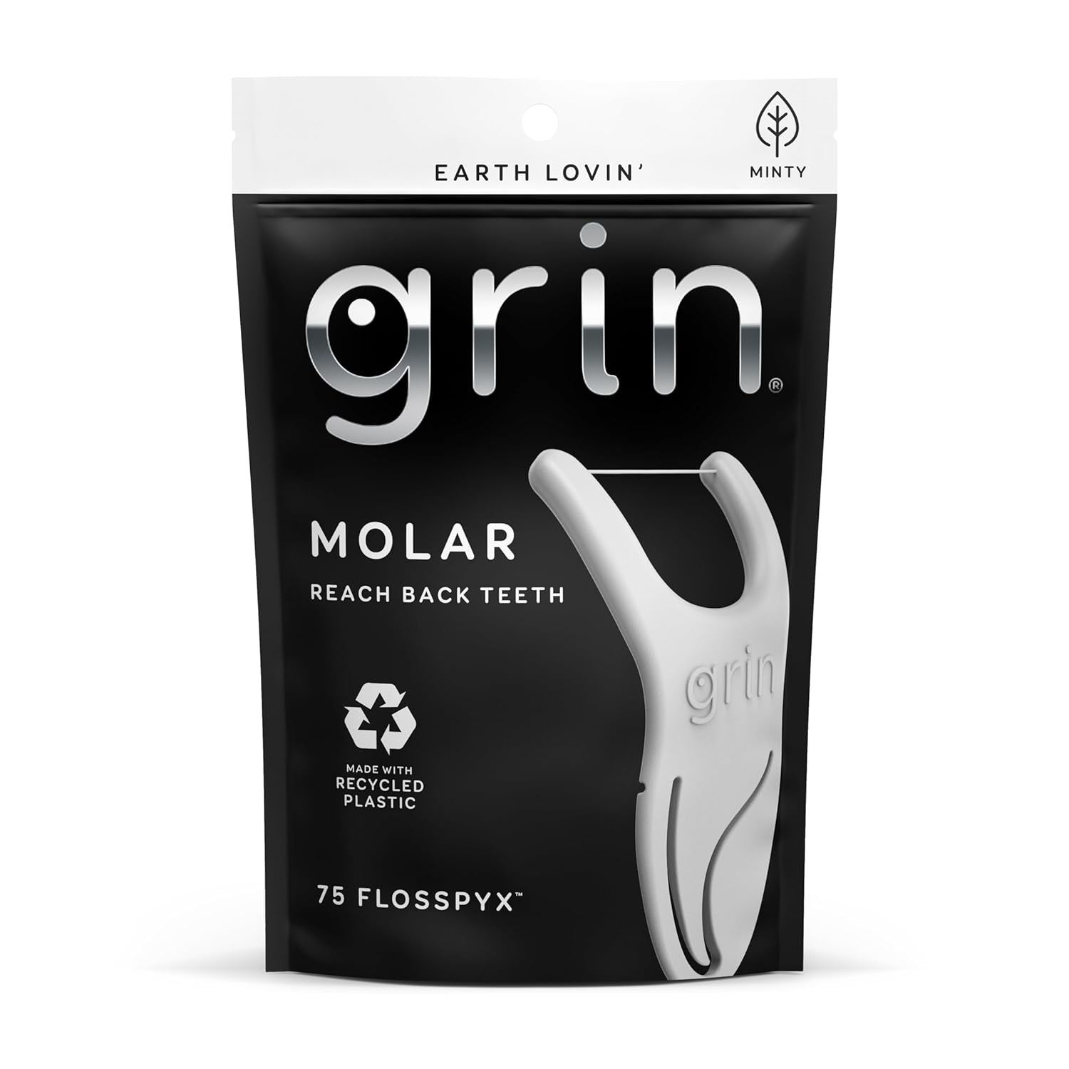 GRIN Molar Flosspyx, Floss Picks, 75 Count, Dental Flossers