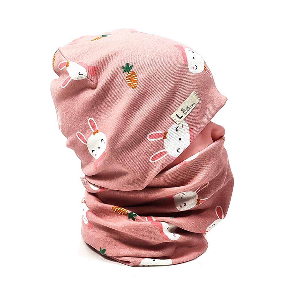 Fuyao Men's Rabbit Pink Baby Kids Cotton Hat And Tube Scarf Set Children Toddler Spring Autumn Winter Warm Beanie Cap Scarves For Boys And Girls (, 3-6 Years)