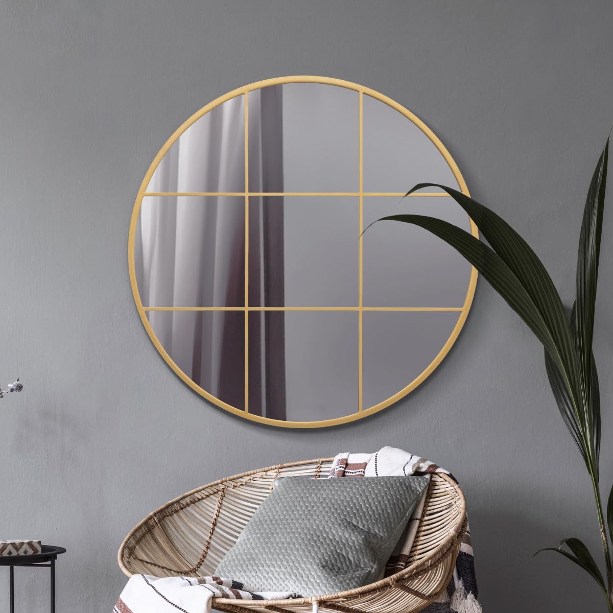 The Circulus New Extra Large Gold Round Window Mirror 39"" x 39"" 100 x 100cm