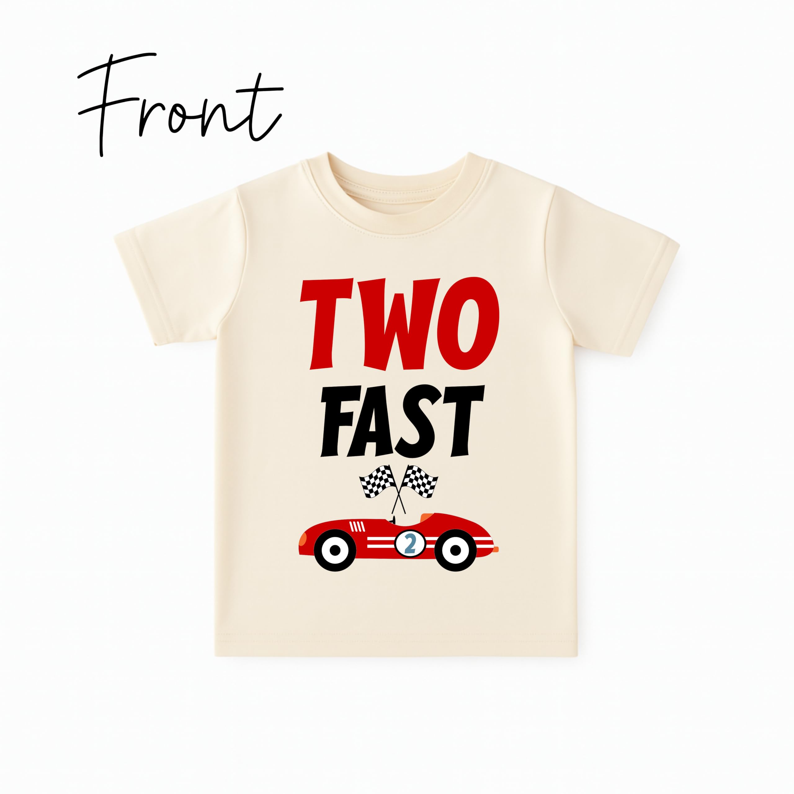 2nd Birthday Boy Shirt – Two Fast Vintage Race Car Baby Boy Birthday Tee - 2