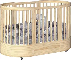 Berço Redondo 3 em 1 Divicar Wave: Evolutivo do Berço à Minicama, Design e Segurança para o Quarto do Bebê (NATURE)