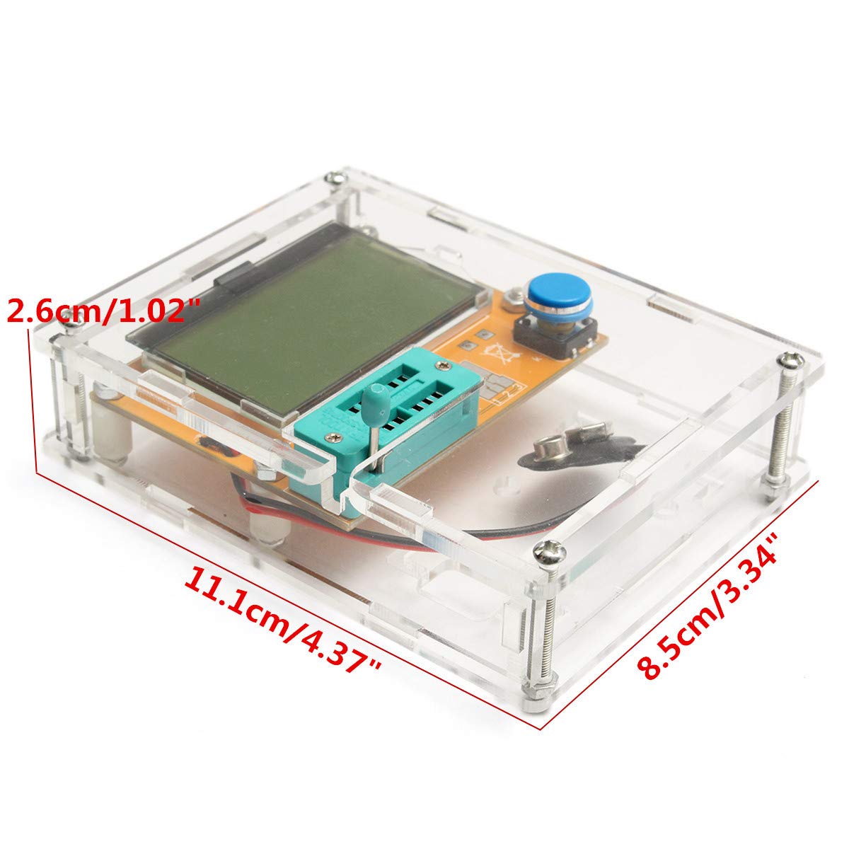 Treedix LCR-T4 Mega328 Graphical Transistor Tester Kit SCR ESR Transistor Diode Resistance and Capacitance Meters with Battery Buckle and Acrylic Case