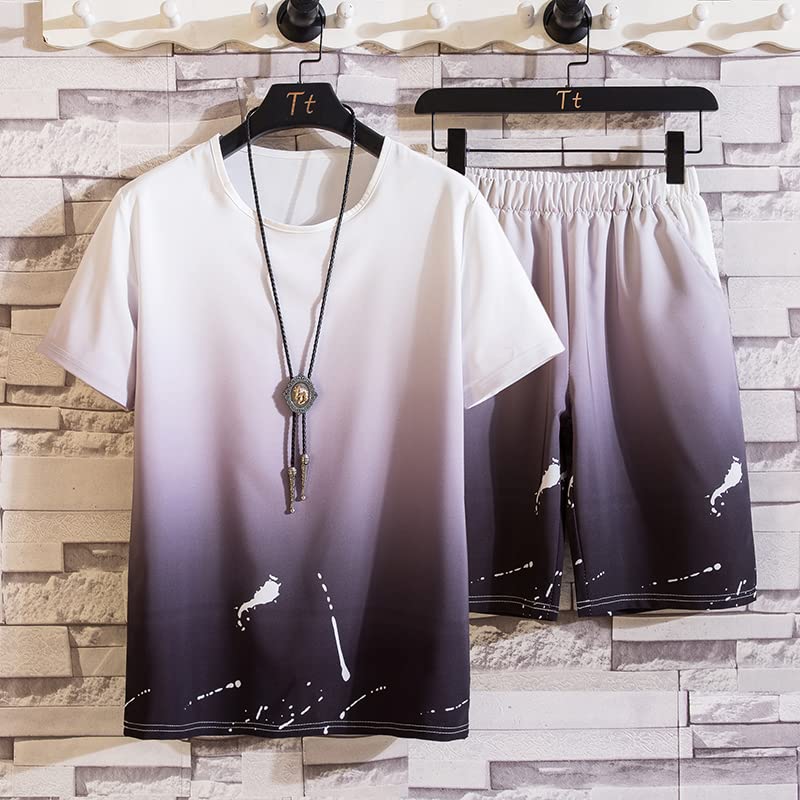Ensemble t-shirt et short de plage homme avec motif imprimé 3D relief