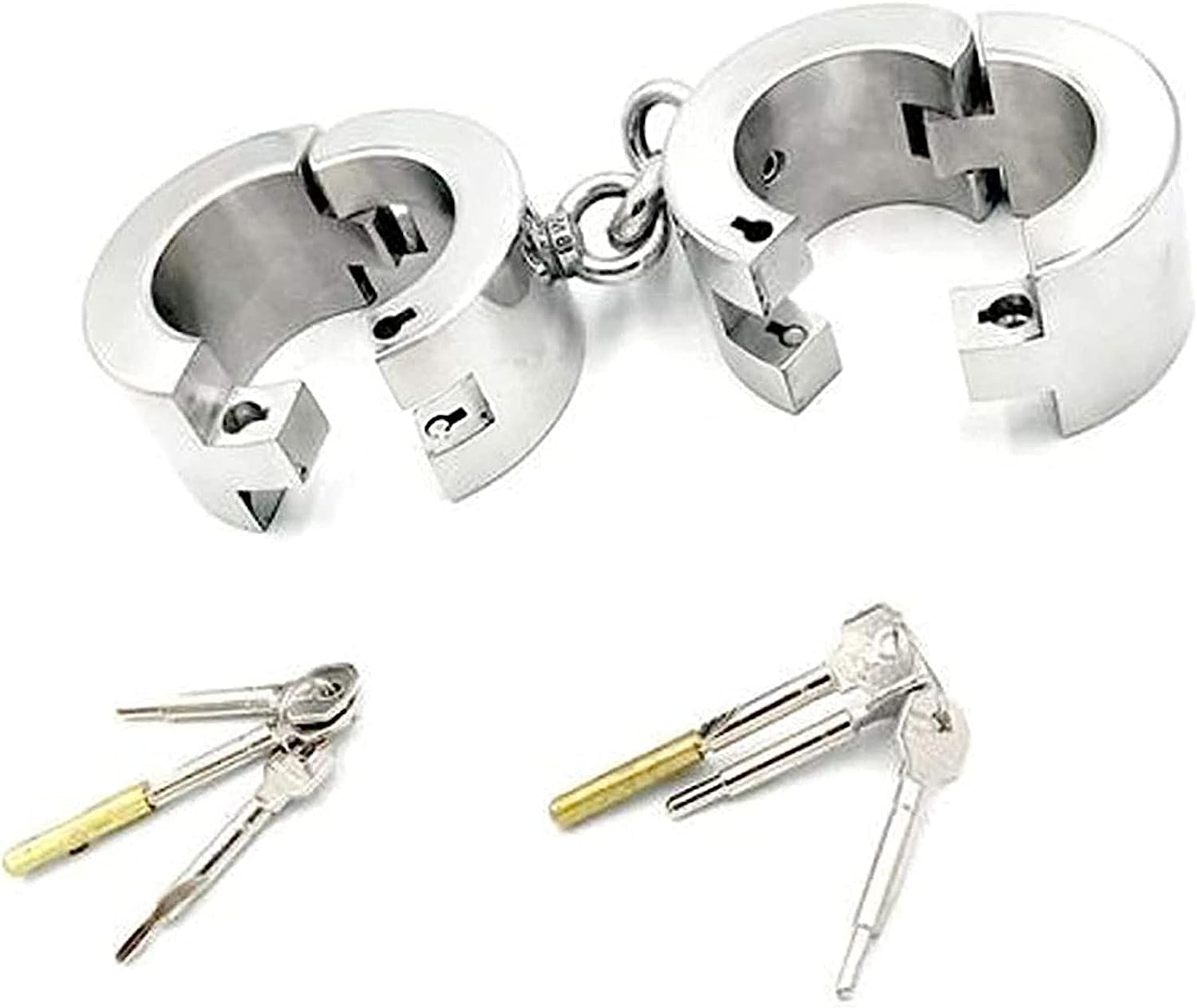Edelstahl 6 cm hoch Erotik Bondage Handschellen, Super Heavy Metal Runde Handschellen Sex mit Schlüssel, Zurückhaltung Flirten Sklave Fetisch Handgelenk Sexspielzeug für Paare ( Color : Male 6 Cm )
