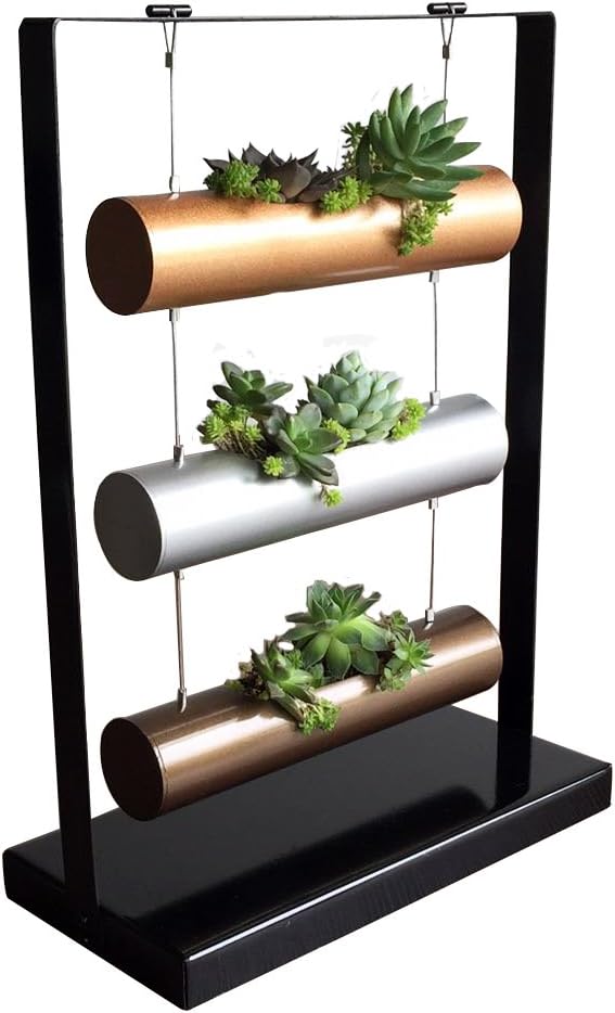 SOMMERLAND Vertical Garden Planting Cylinder Display System for Succulent Cactus and Small Plants, Metal Base