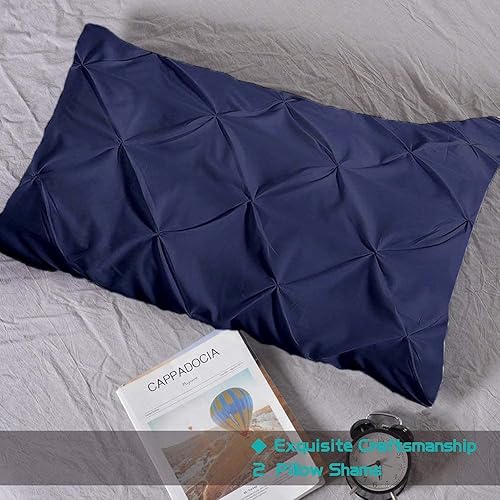 Miniatura 10 de Pinch - Juego de 2 fundas de almohada plisadas de algodón orgánico de 800 hilos, tamaño europeo de 26 x 26 pulgadas, súper suaves, decorativas,