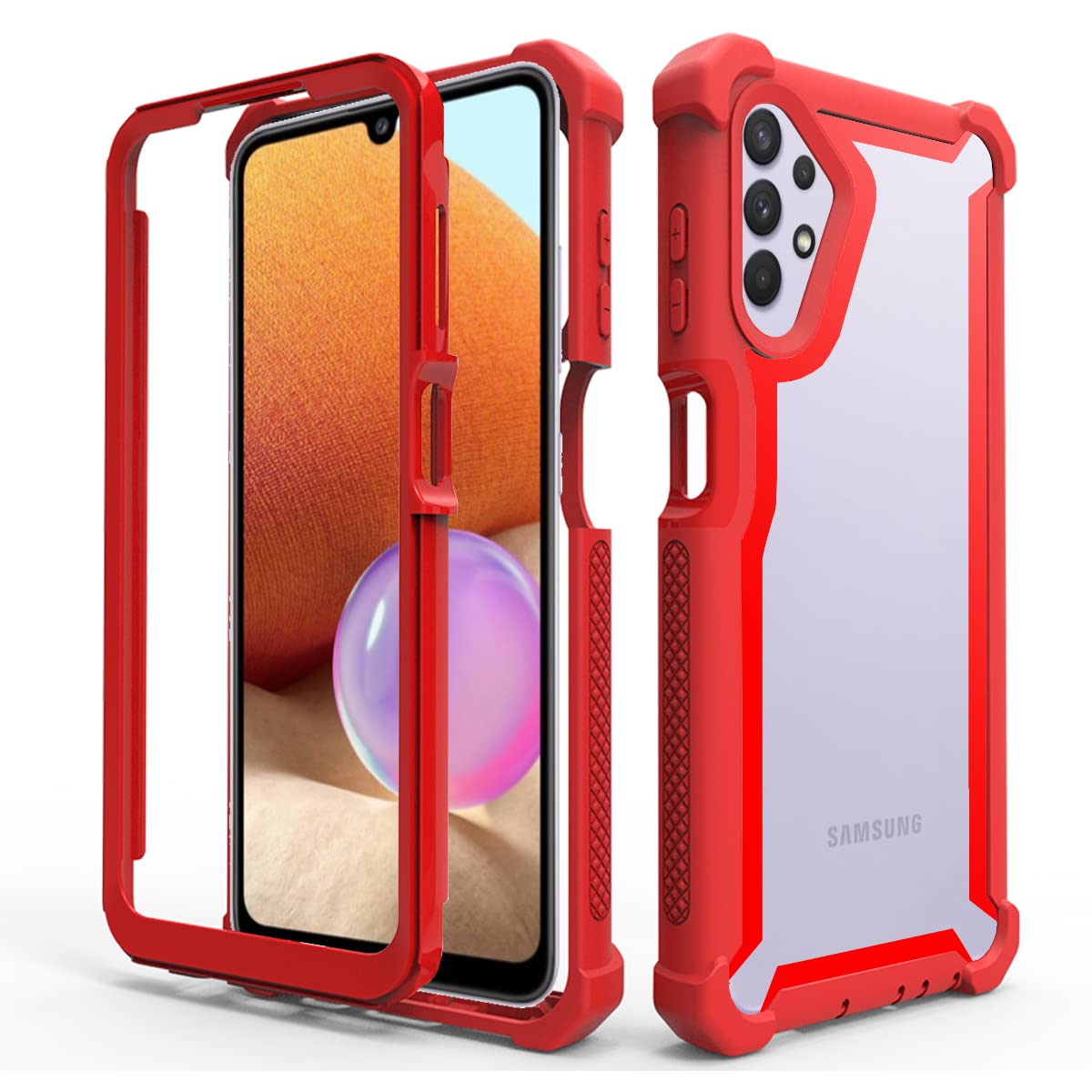 Phone Case for Samsung Galaxy A14/M14 5G Cover Rugged Shockproof Hard Drop Proof Full Body Protective Heavy Duty Hybrid Mobile Dual Layer Cell Accessories A 14 4G 14A 14M G5 Women Men Red