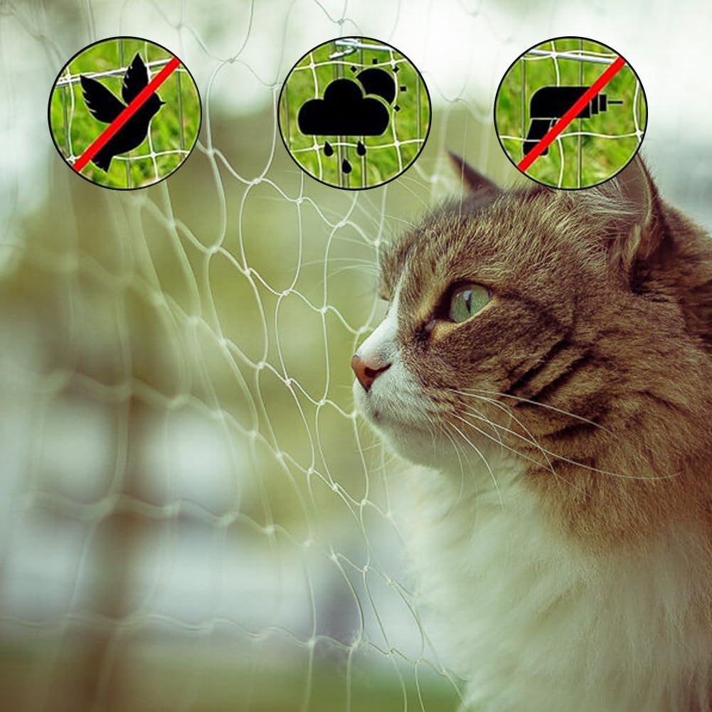 Rete per Gatti, Rete per Gatti Rinforzata 8 x 3 m, Robusta e Resistente agli Strappi, ai Raggi UV e alle intemperie, per Balcone, terrazze e finestre