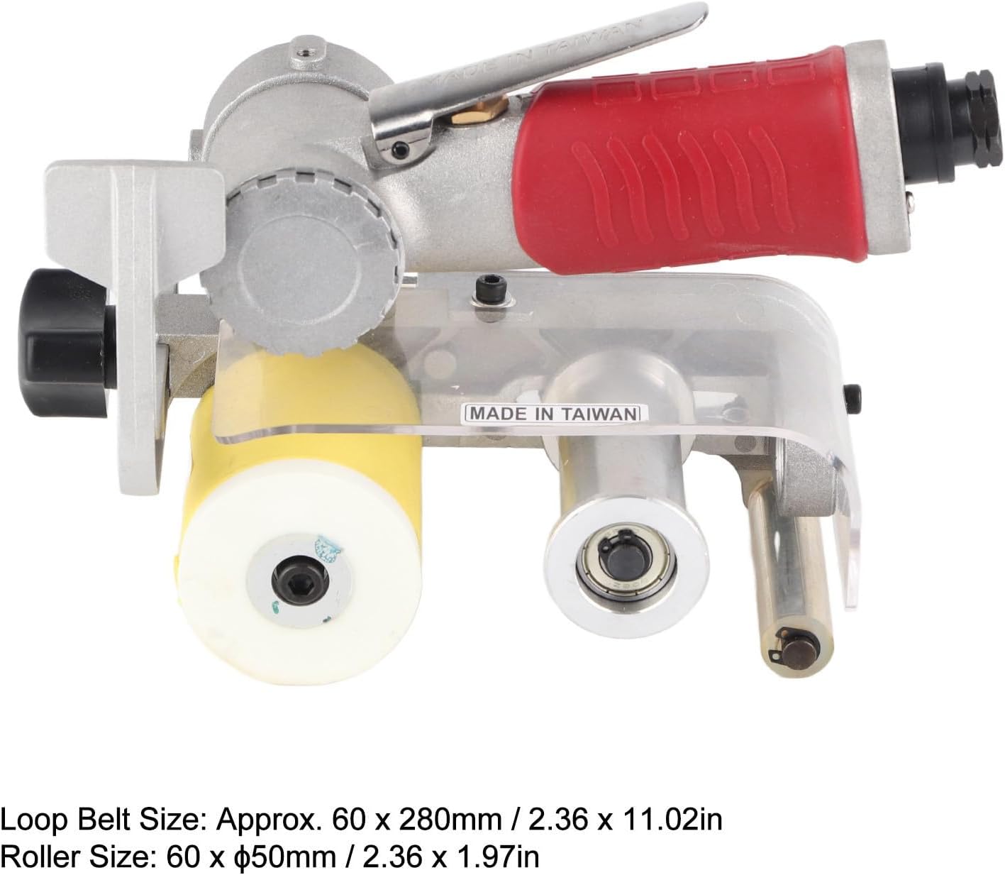 TMB 1A Belt Sander Bench, Pneumatic Belt Sanding Machine with 60x280mm Loop Belt, Air Powered Grinding Tool for Metal Polishing and Stainless Steel Mirror Finishing