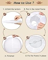 Vista 3 de Vastar 12 linternas de papel, linterna de papel redonda de 6, 8 y 10 pulgadas, linternas de papel chinas japonesas para decoraciones de fiestas