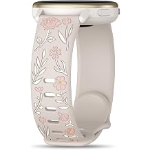 20mm Rose Floral Silicone Band Compatible with Garmin Vivoactive 6/Vivoactive 5/3/3 Music,Soft Cute Engraved Pattern Sport Strap for Venu Sq 2/Venu 2 Plus & Forerunner 55/165/245/645/570-42mm