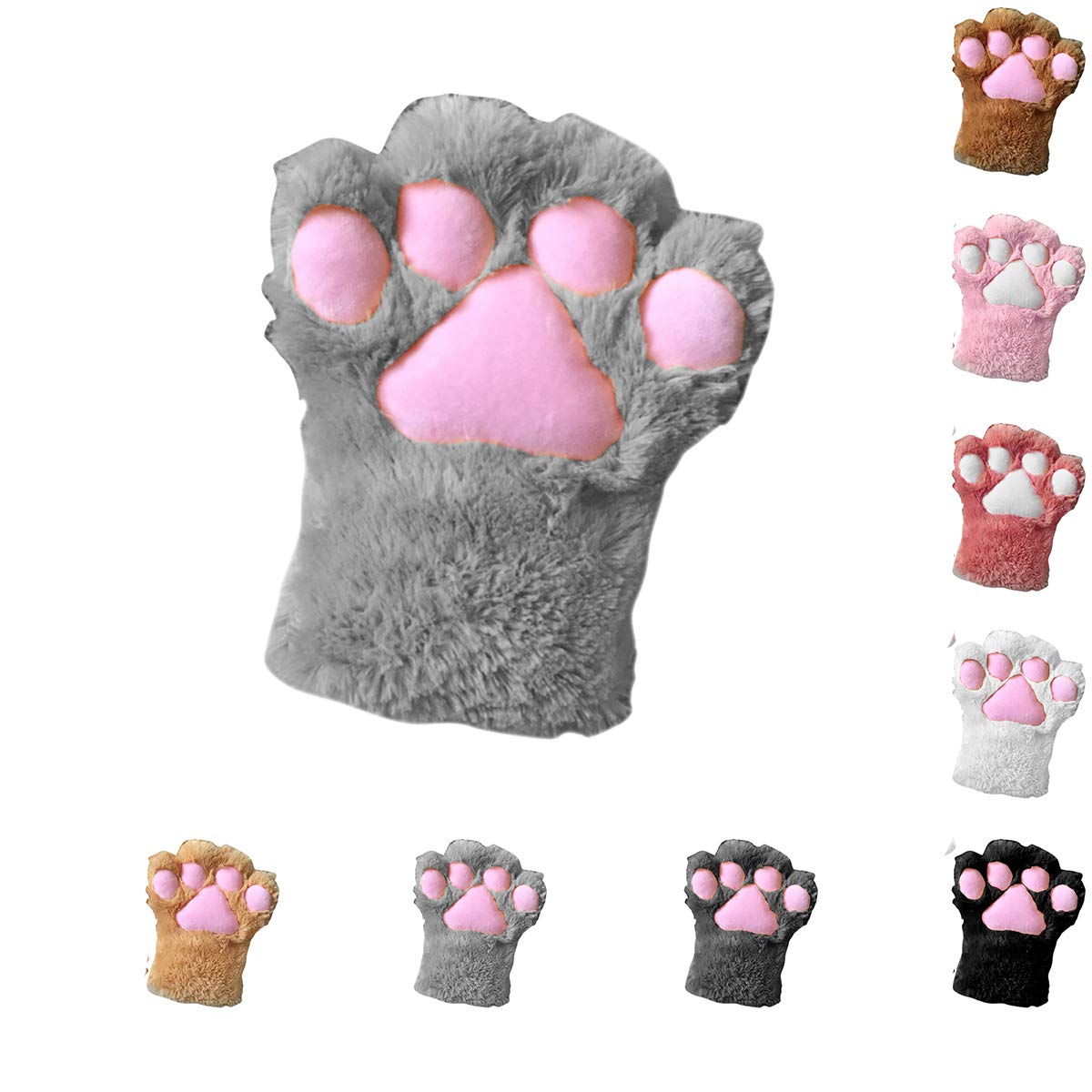 1 Pc Women Girls Cute Cat Paw Fingerless Faux Fur Plush Glove for Cosplay
