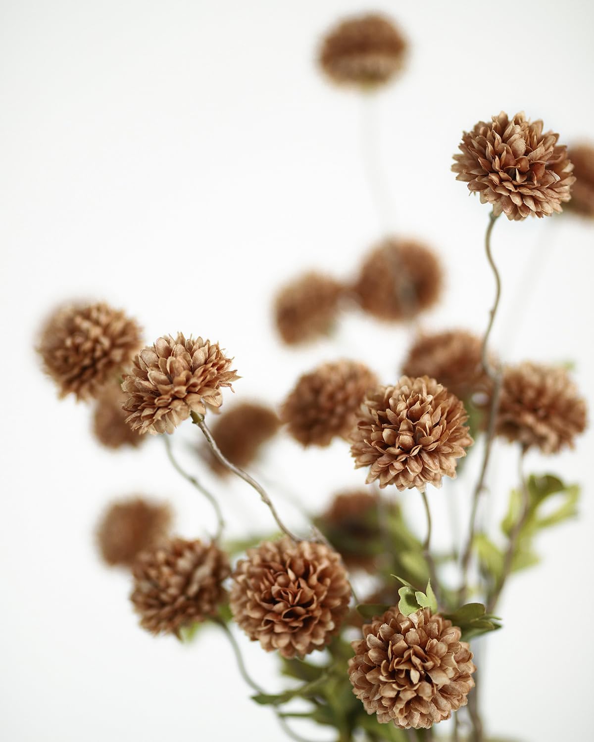 DuHouse 6pcs Artificial Flowers Faux Silk Pompon Mum,Silk Small Mini Chrysanthemum Ball with Stems for DIY Wedding Bouquets Centerpieces Vase Home Table Kitchen Decoration(Coffee) - Image 3