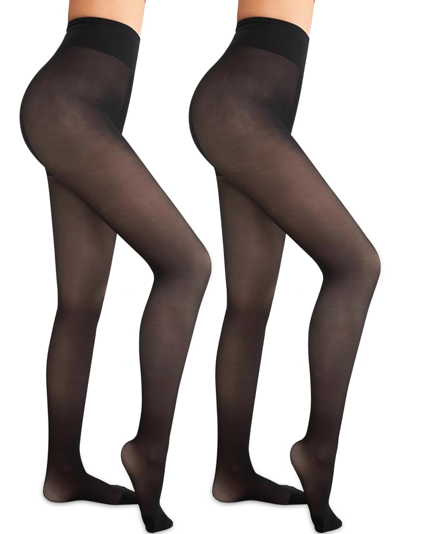 Womens Fleece Lined Tights Sheer Warm Fake Translucent Thermal Pantyhose
