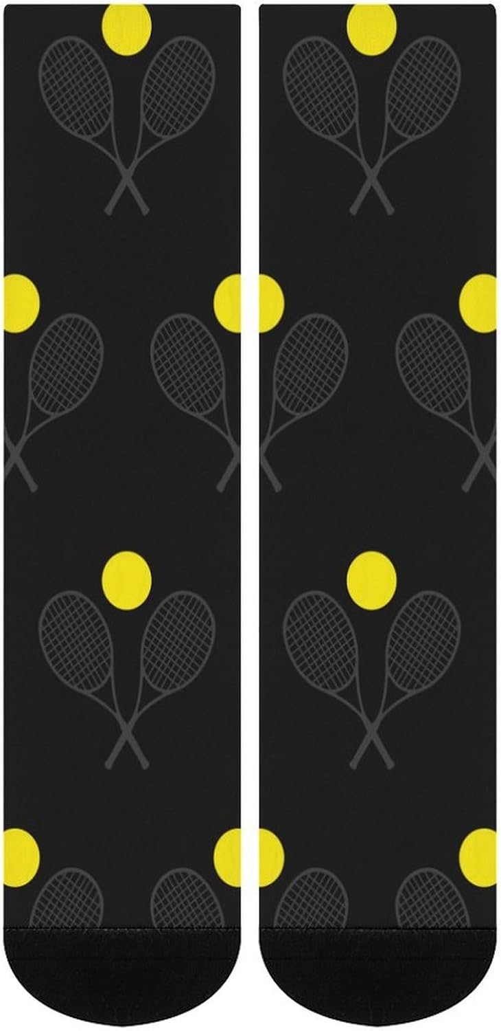 Tennis Racket Ball Knee High Socks Athletic Long Stockings Sport Casual Crew Tube Sock Boot 40cm