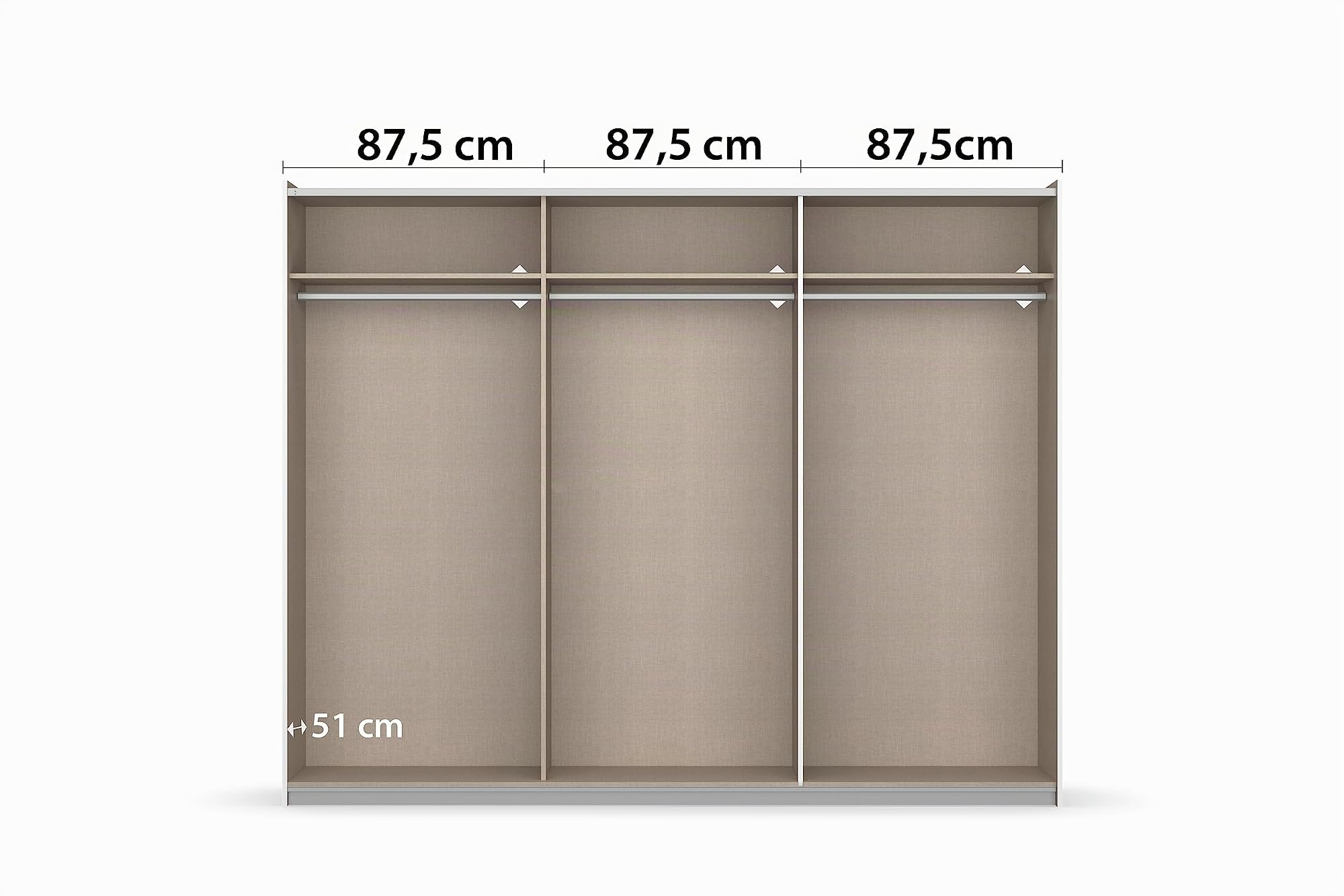 Rauch Möbel Aurelio, Schwebetürenschrank, Farbe Weiß, Breite 261 cm | Kleiderschrank mit Schwebetüren, Schiebetüren, 2-türig, für Schlafzimmer, Kinderzimmer, Wohnzimmer, Gästezimmer, Garderobe